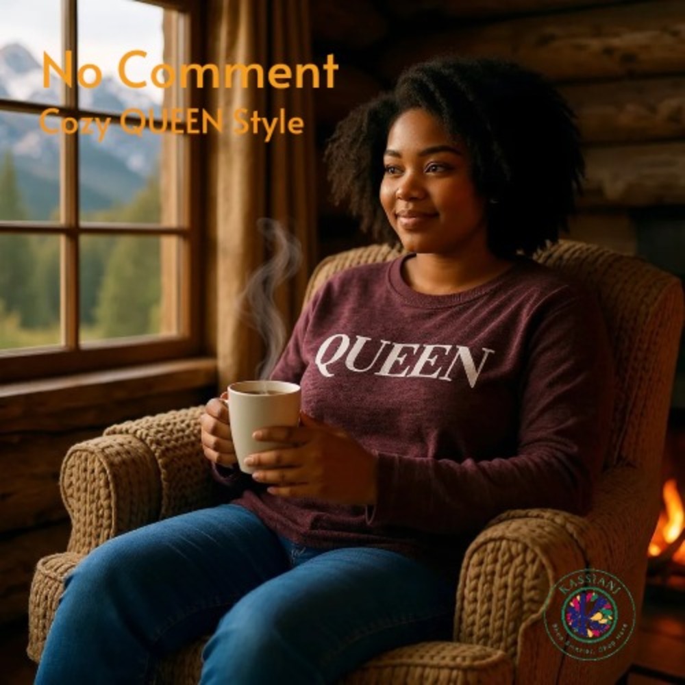 No Comment QUEEN Pullover Sweater 3X Plus Maroon Purple Soft Knit + Scrunchie